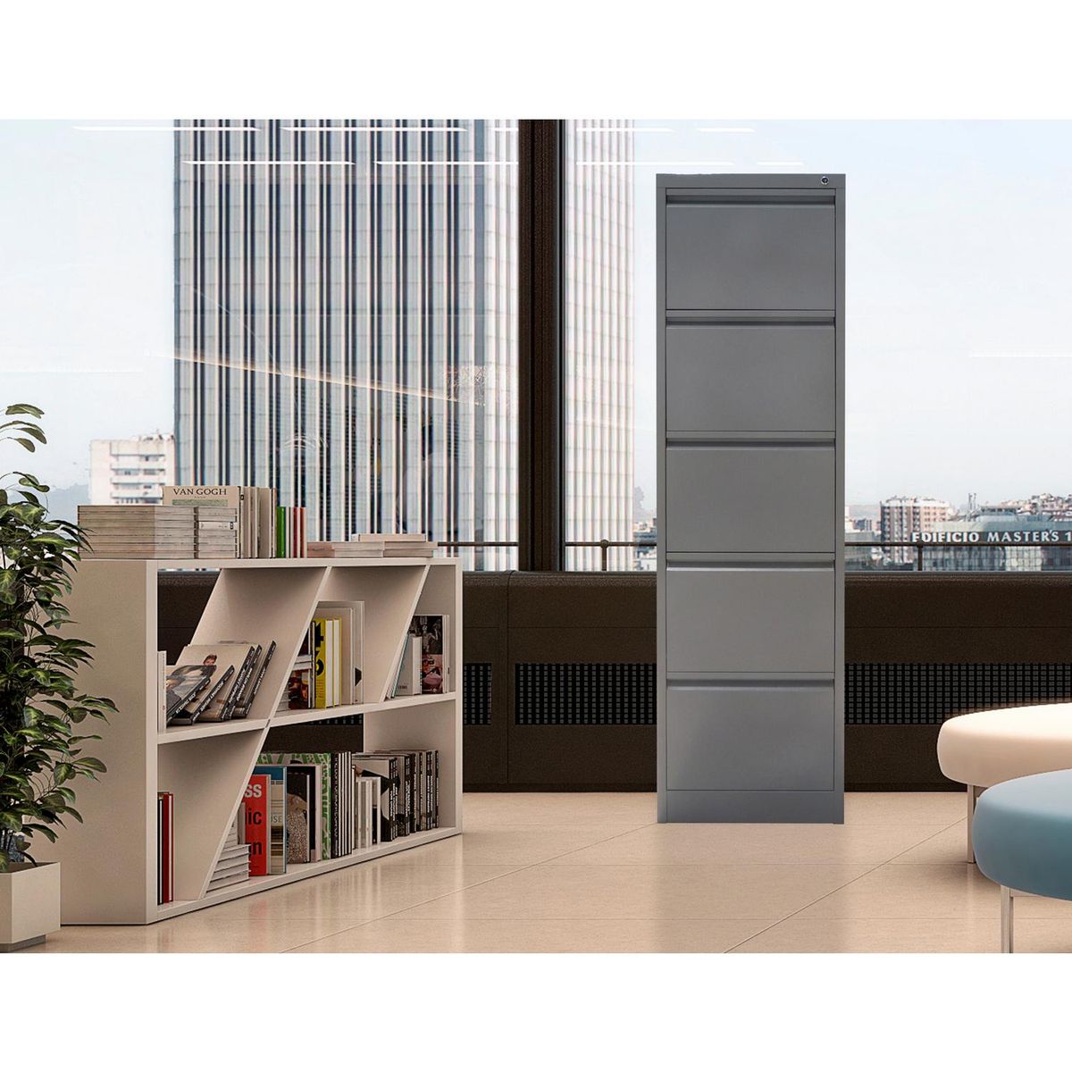 MOVILOCKERS - Kardex  5 Cajones Gris perla 160x62x60 cm