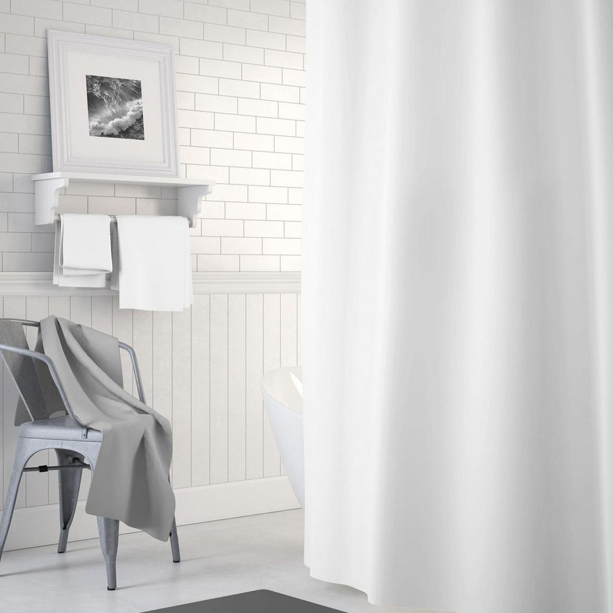 PALERMO - Forro para cortina baño PVC blanco 180x180 cm