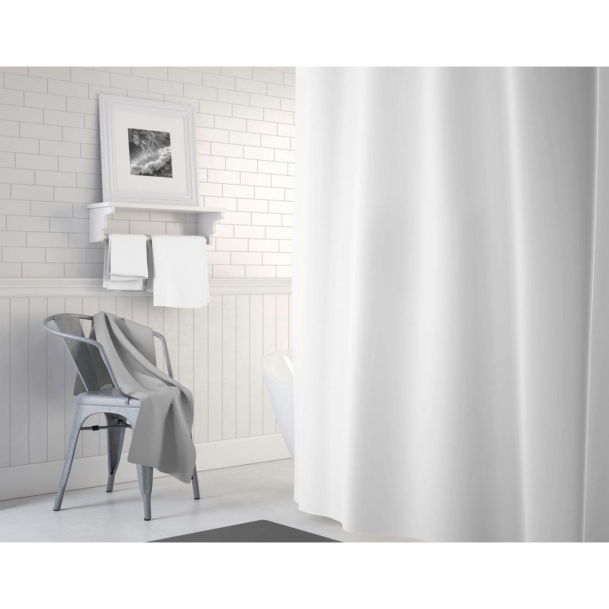 PALERMO - Forro para cortina baño PVC blanco 180x180 cm