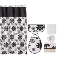 Juego de baño 7 piezas Flores negras