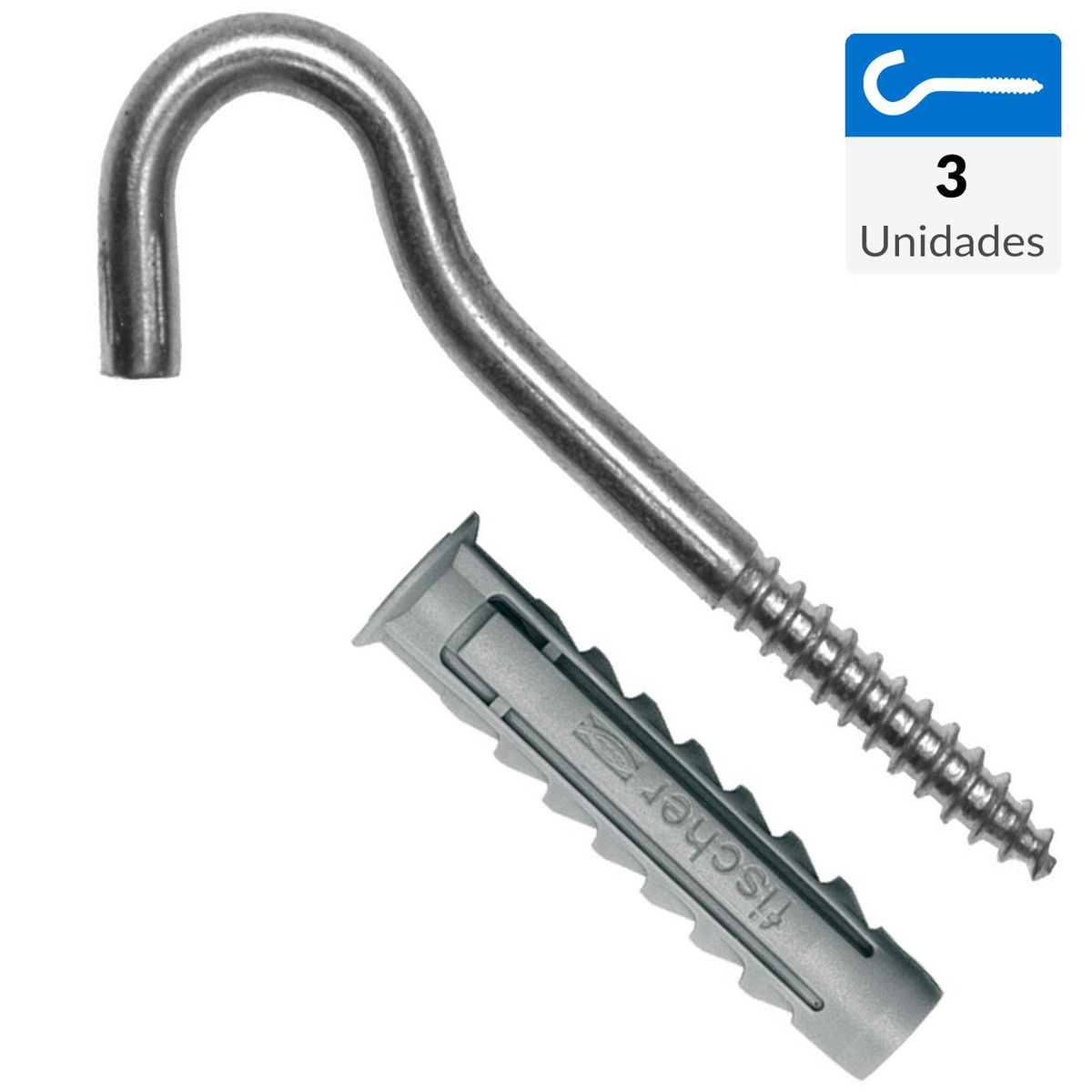 FISCHER - Tarugo sx8 +cancamo abierto 3 unidades