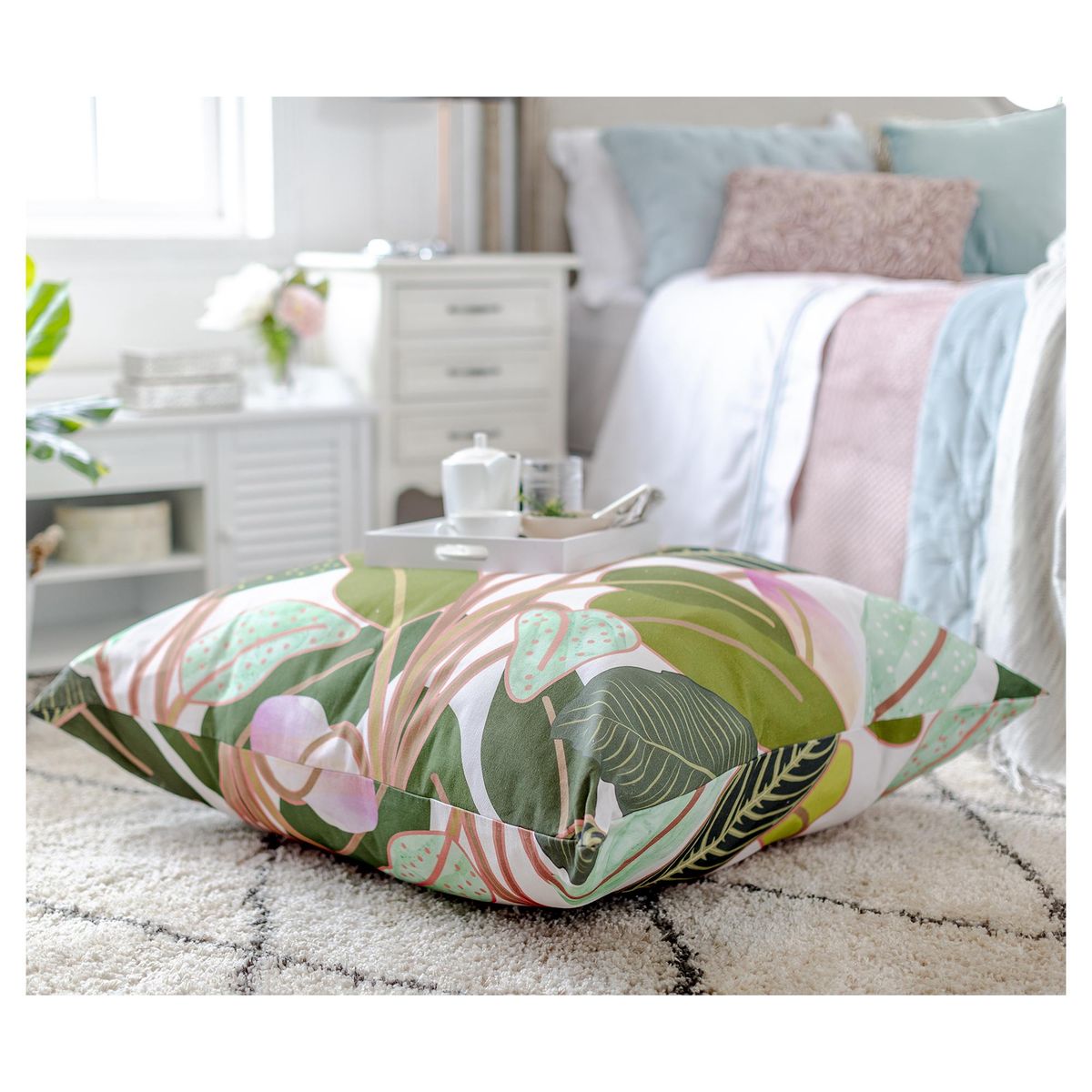 IMPRESIONARTE - Cojín de piso color Paradise Artista de India 100x100 cm