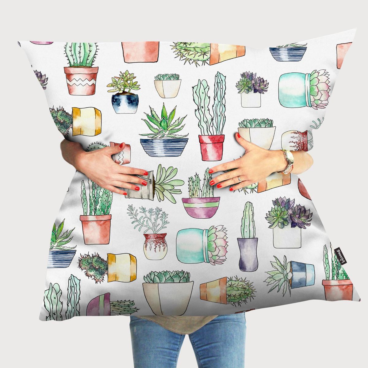 IMPRESIONARTE - Cojín de piso Cactus Time de EEUU 100x100 cm