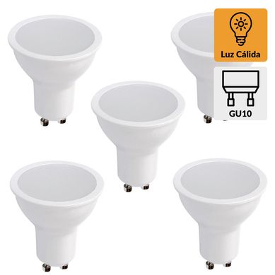 Pack 5 ampolletas LED GU10 7W luz clida