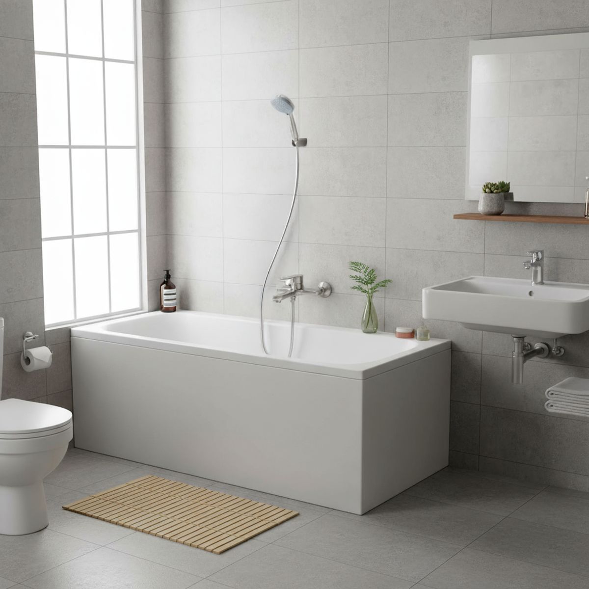 STRETTO - Monomando Tina Ducha Arona Níquel Bruñido