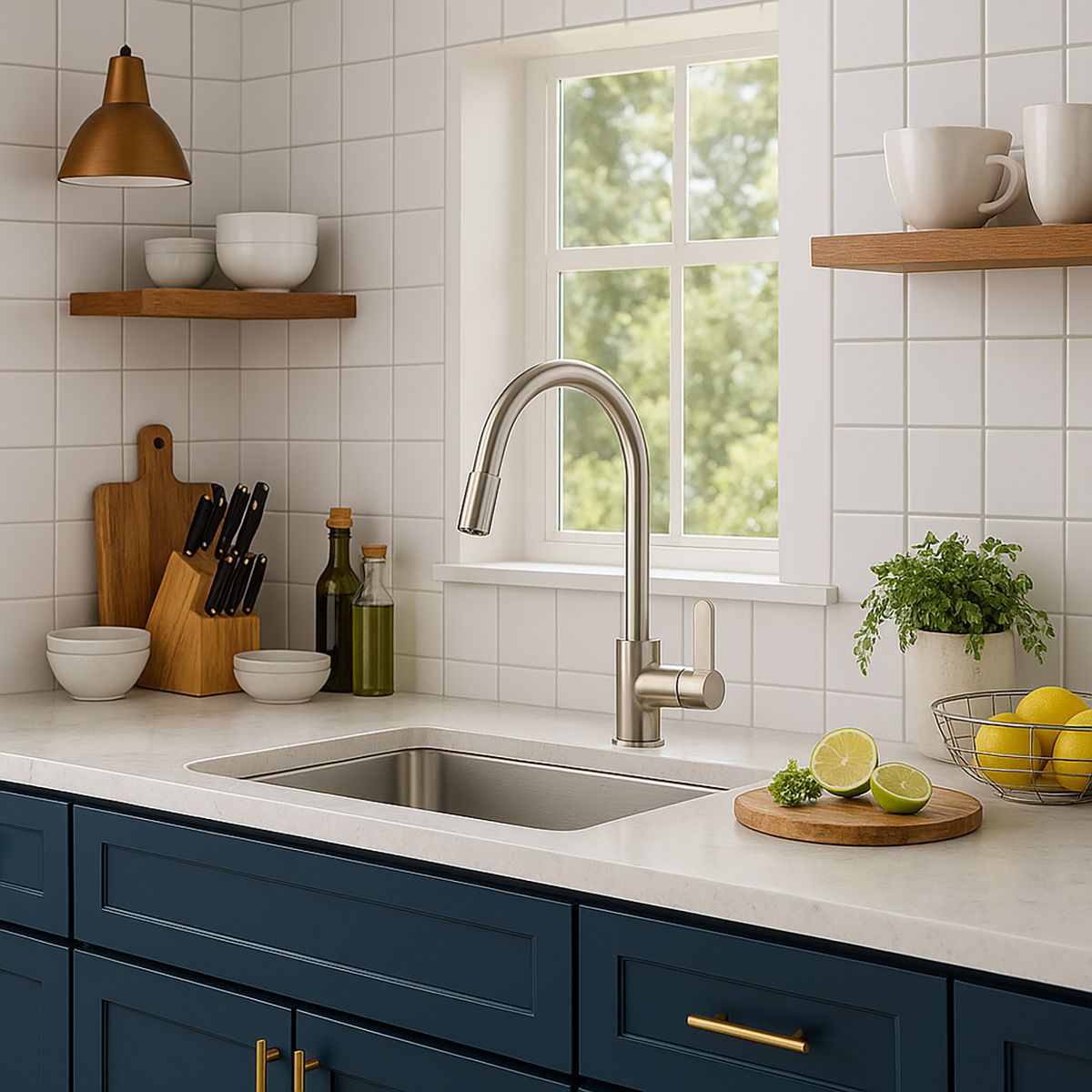 STRETTO - Monomando para Lavaplatos Arona Níquel Bruñido