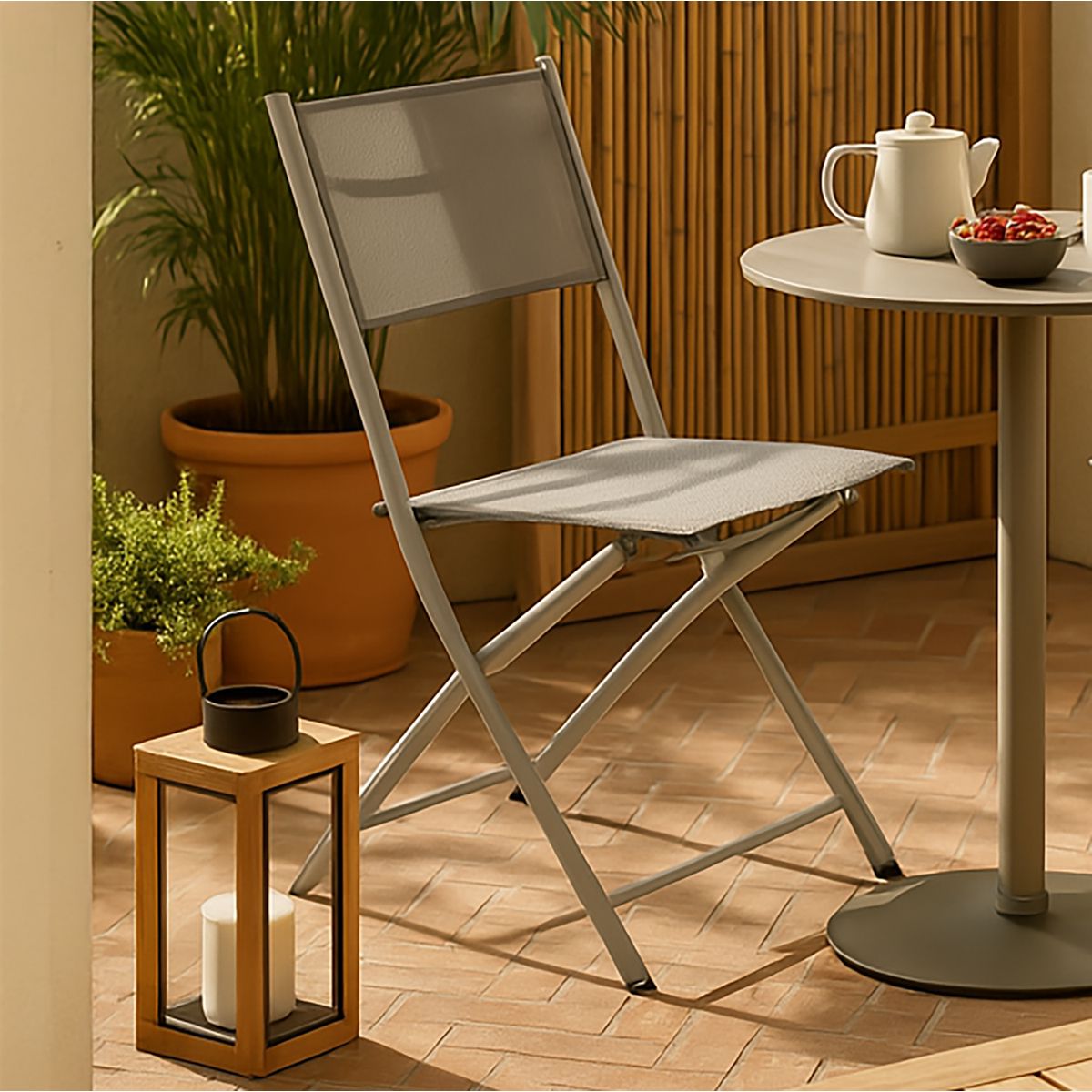 JUST HOME COLLECTION - Silla plegable 46x56x82 cm. Taupe