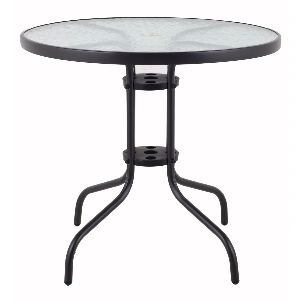 JUST HOME COLLECTION - Mesa de Terraza Redonda Vidrio 80x70x80 cm Negro