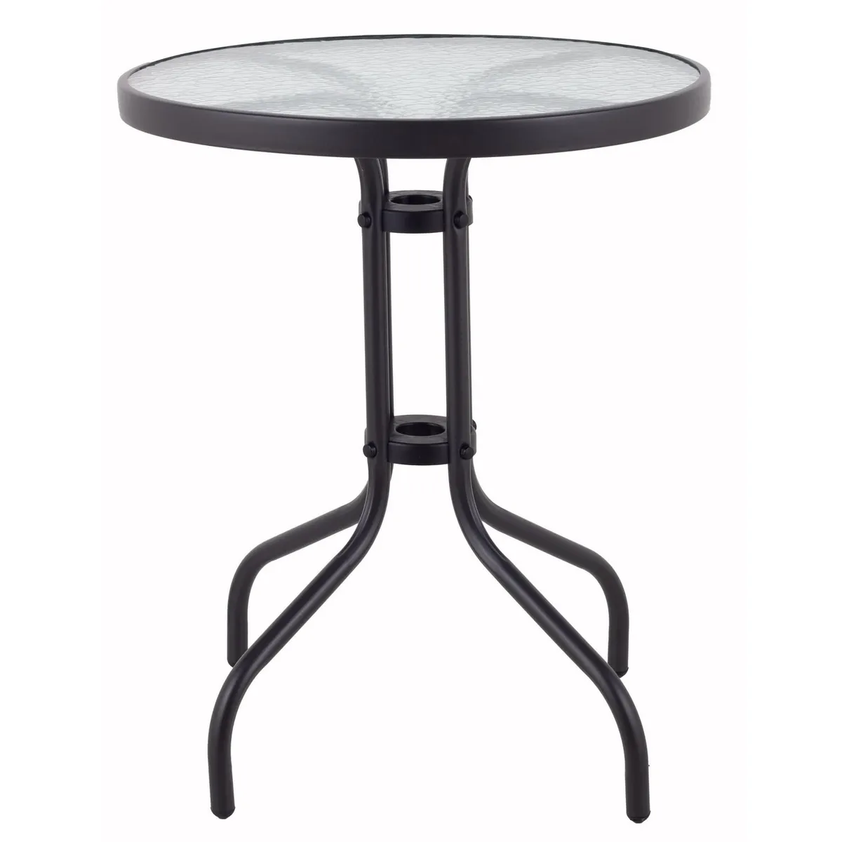 JUST HOME COLLECTION - Mesa de Terraza Redonda Vidrio 60x70x60 cm Negro