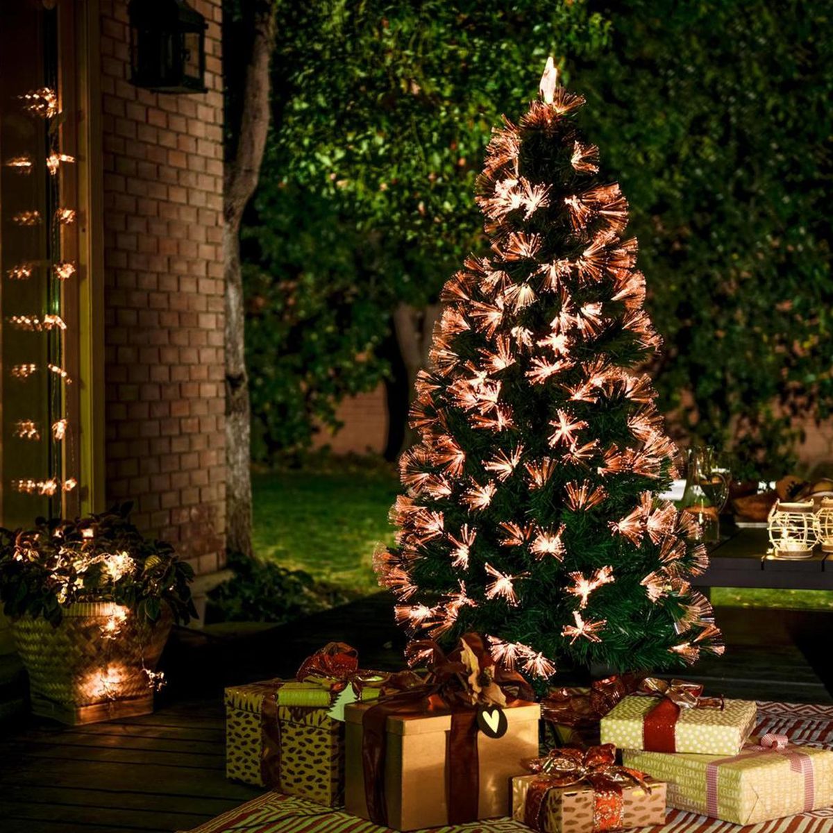 DEAR SANTA - Árbol Navidad con Luces Fibra Óptica Roja 180 cm