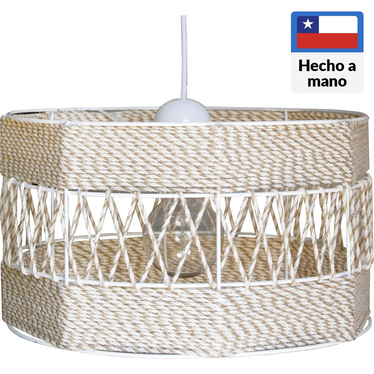 CAROLD STEVENS - Lámpara Colgante Tambor Alambre Plástico Blanco