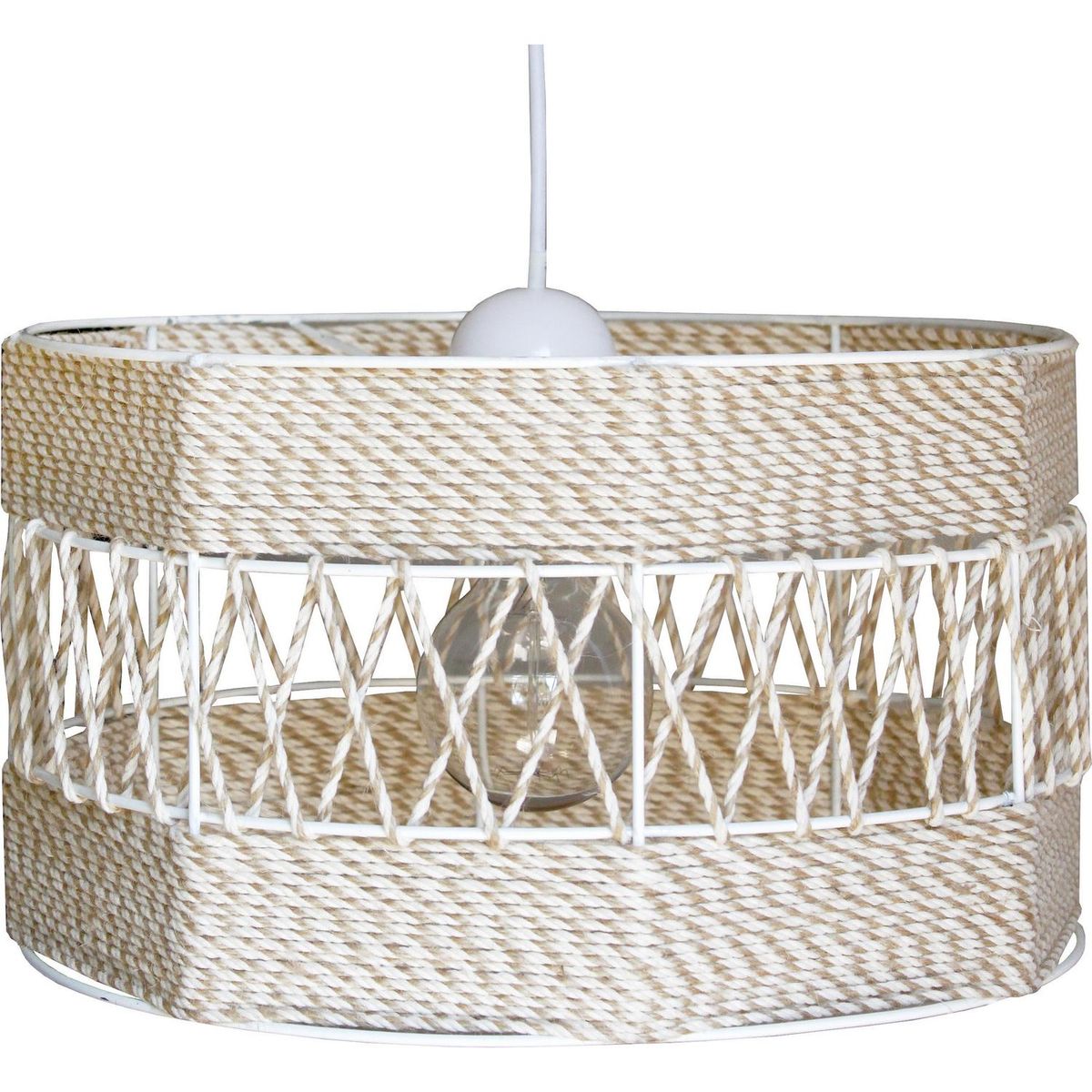 CAROLD STEVENS - Lámpara Colgante Tambor Alambre Plástico Blanco