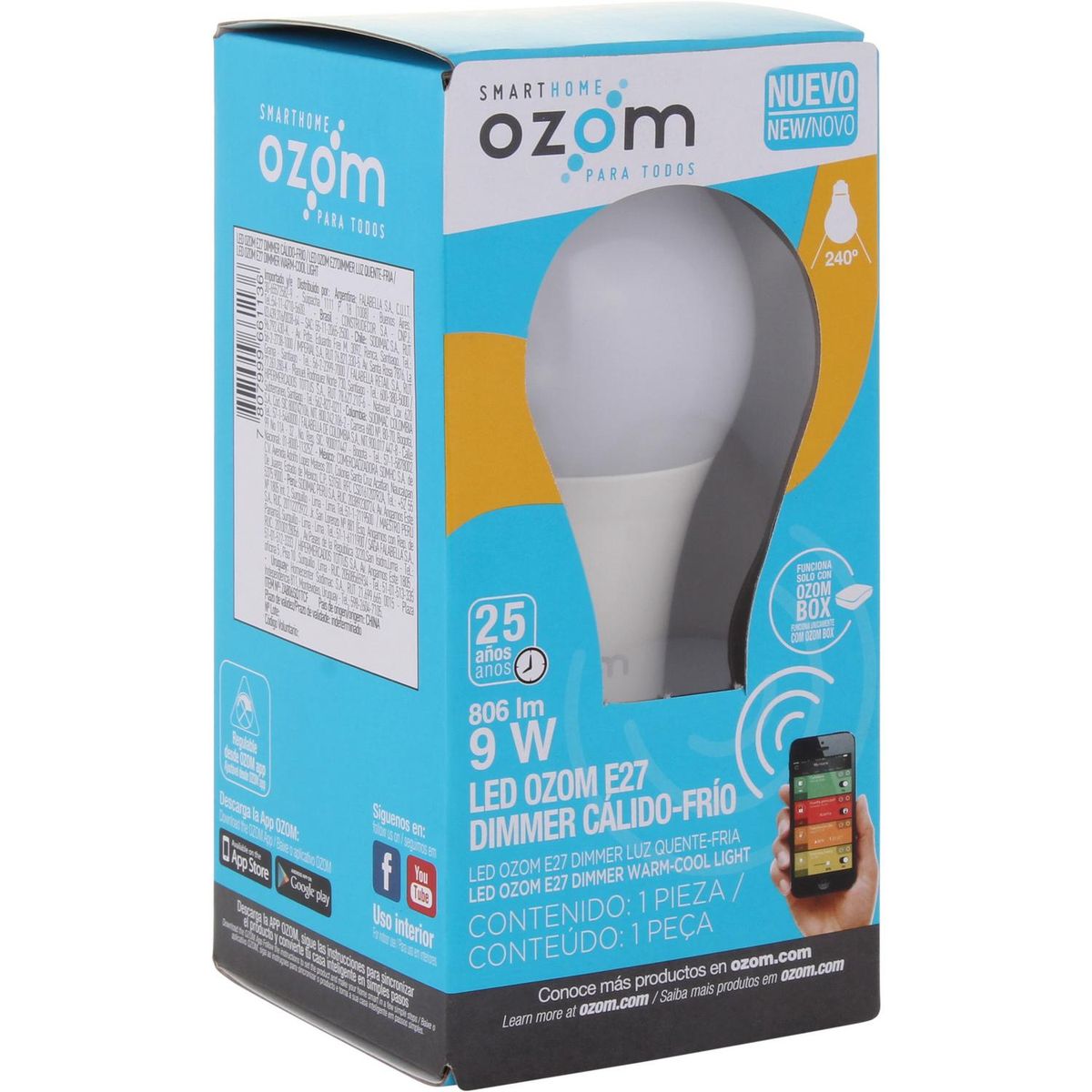 OZOM -  60 W E27 806 lm Luz Neutro