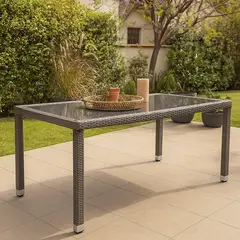 JUST HOME COLLECTION - Mesa de Terraza Rectangular Metal 90x75x160 cm Café