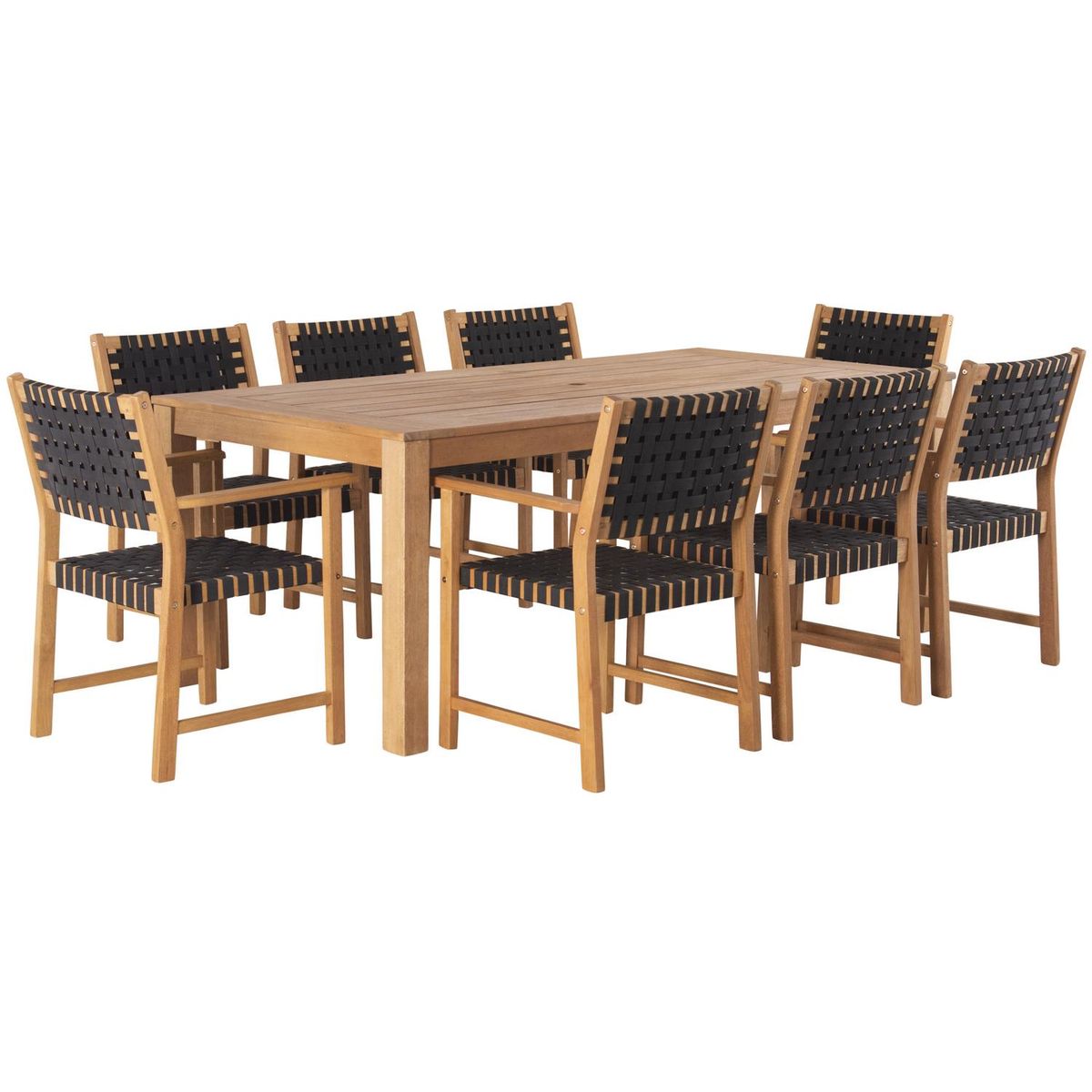 JUST HOME COLLECTION - Juego de Comedor de Terraza Parga 8 Personas Madera/Negro