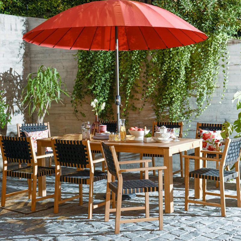 JUST HOME COLLECTION - Juego de Comedor de Terraza Parga 8 Personas Madera/Negro