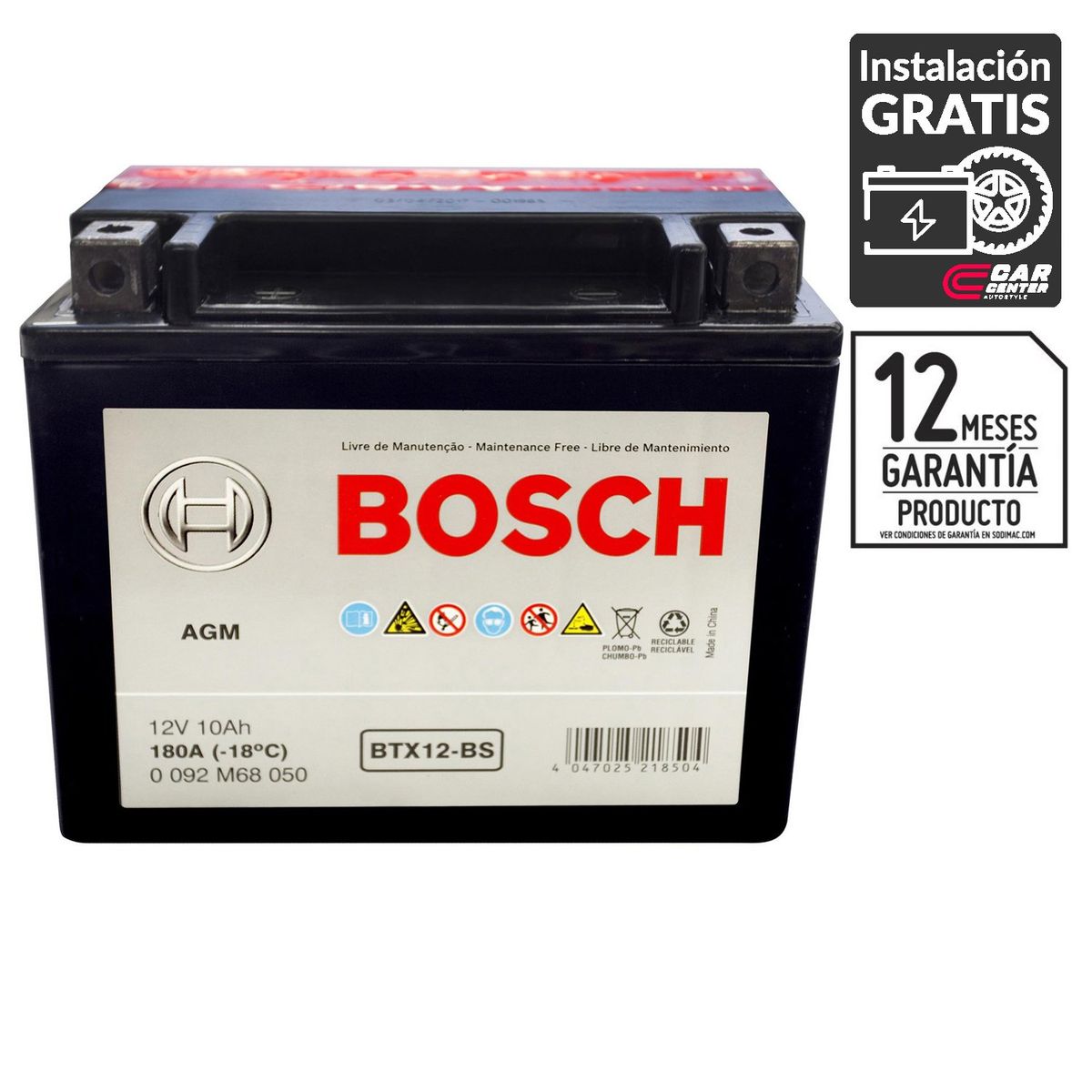 BOSCH - Batería de Moto 10 Ah Positivo Izquierdo 180 CCA
