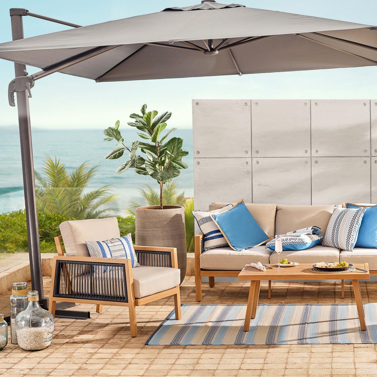 JUST HOME COLLECTION - Quitasol Lateral Metal 3x2.58 metros Natural