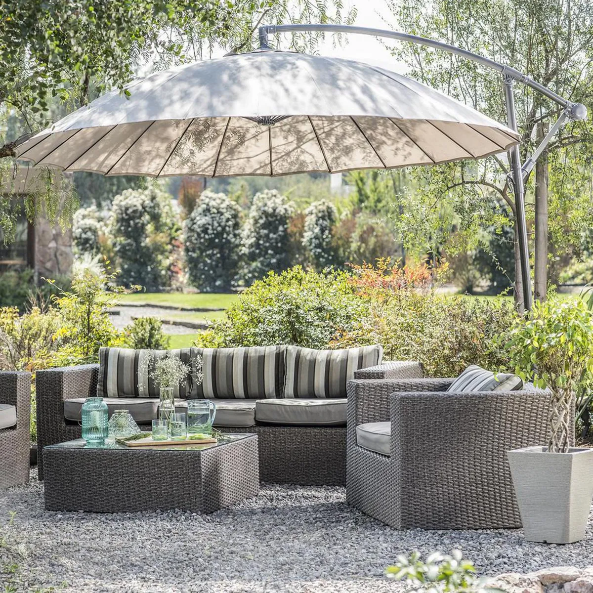 JUST HOME COLLECTION - Quitasol Lateral con Filtro Uv Metal 3x2.45 metros Taupe