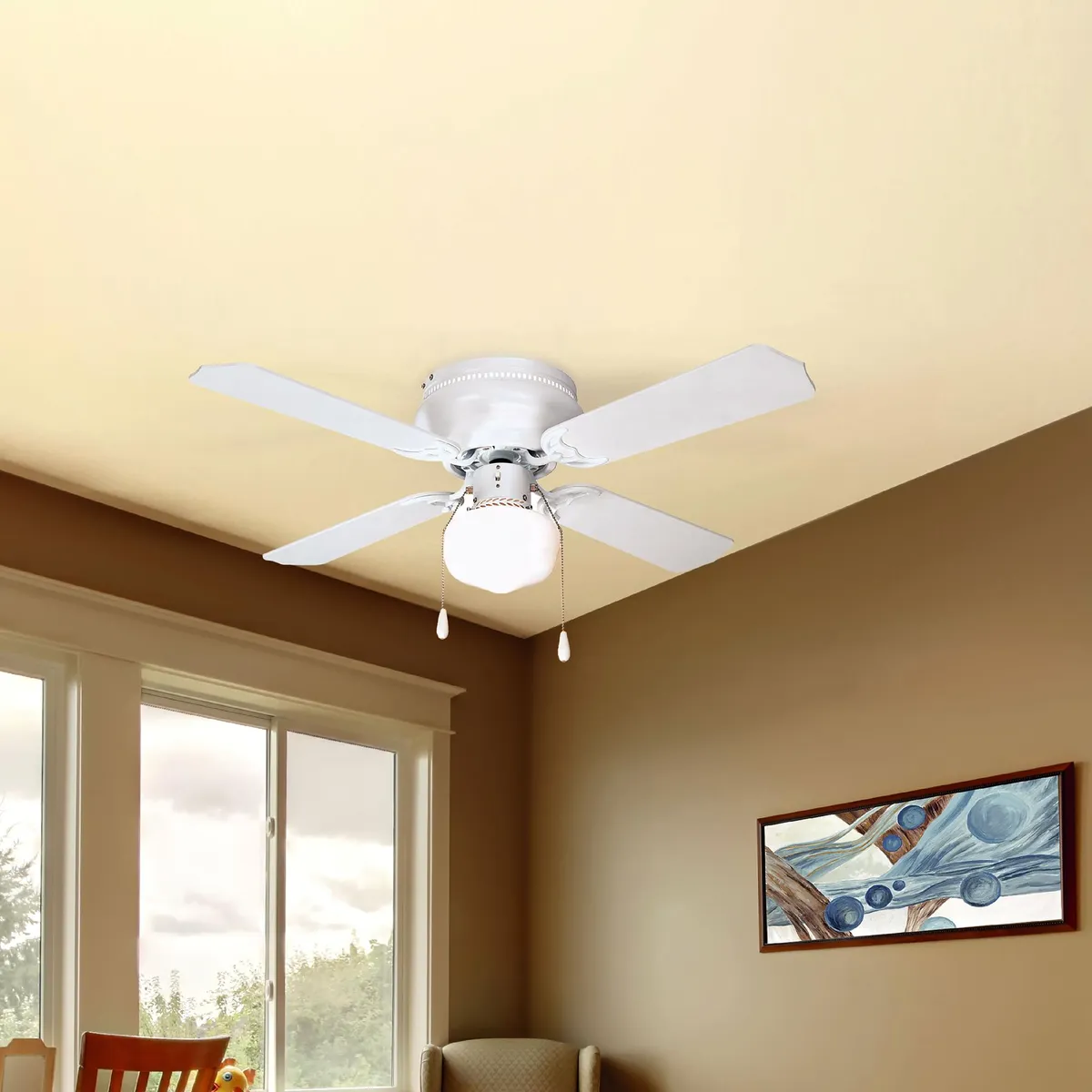 JUST HOME COLLECTION - Ventilador de Techo Acero 4 aspas Ismay