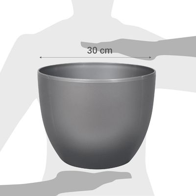 Imagen 2 del producto Macetero de plástico 30 cm plata