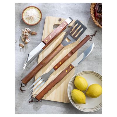 Imagen 2 del producto Kit Asado 4 Piezas Tabla Para Parrilla