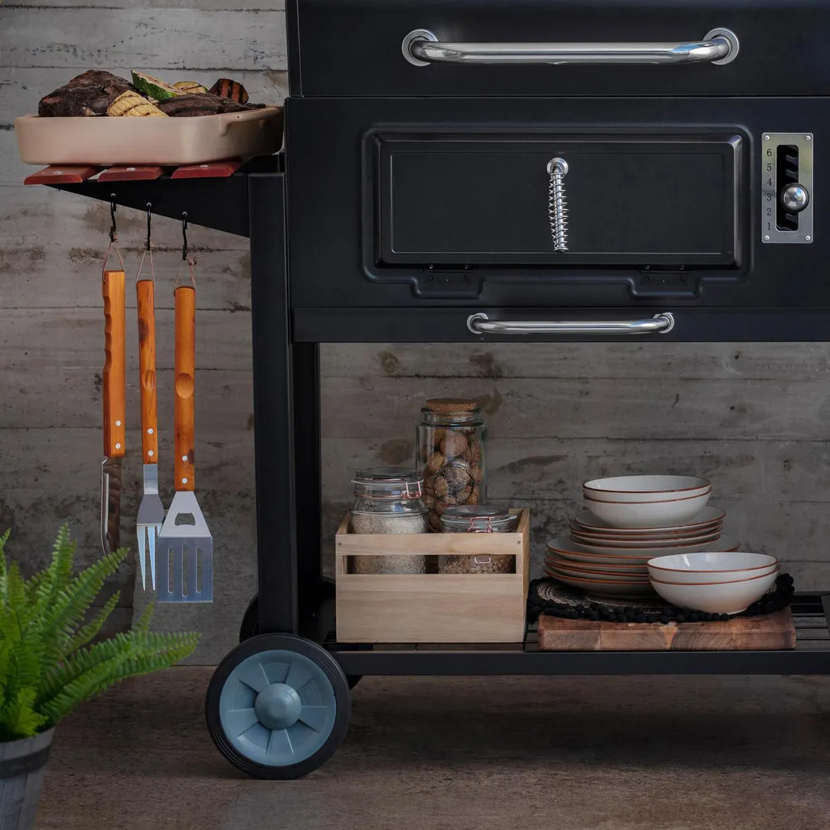 MR BEEF - Kit de herramientas para asado 4 piezas con tabla