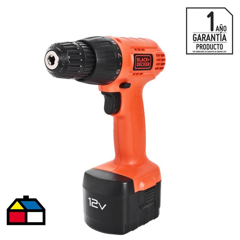 BLACK+DECKER - Taladro inalámbrico atornillador 10 mm 12V + 1 batería