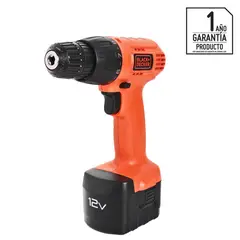 BLACK+DECKER - Taladro inalámbrico atornillador 10 mm 12V + Accesorios