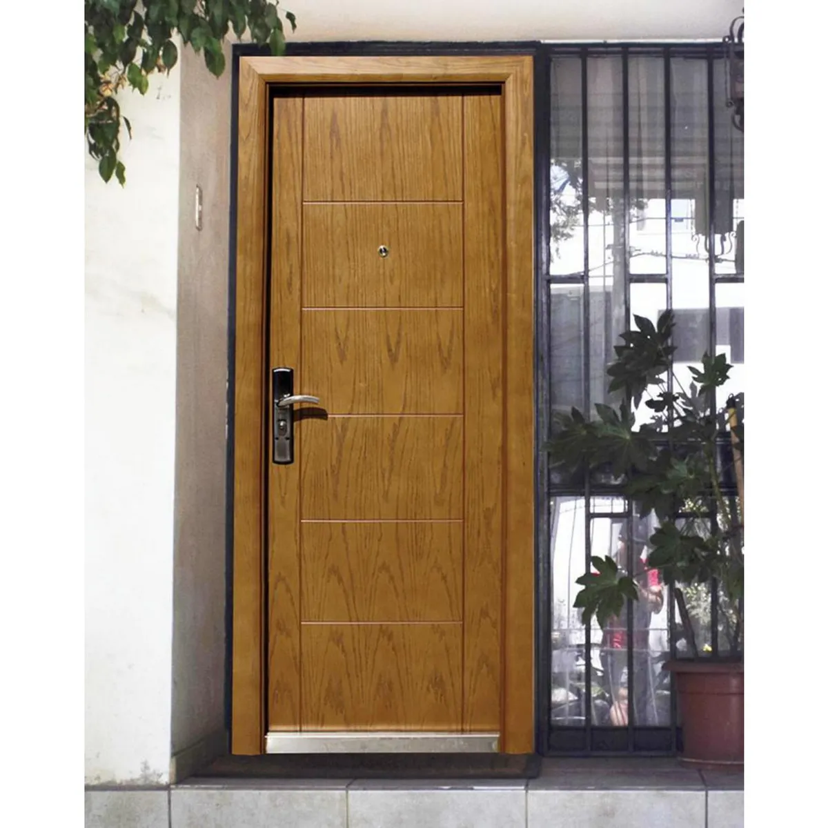 HOLZTEK - Puerta Exterior Acero 86x205 cm Seguridad Izq Natural