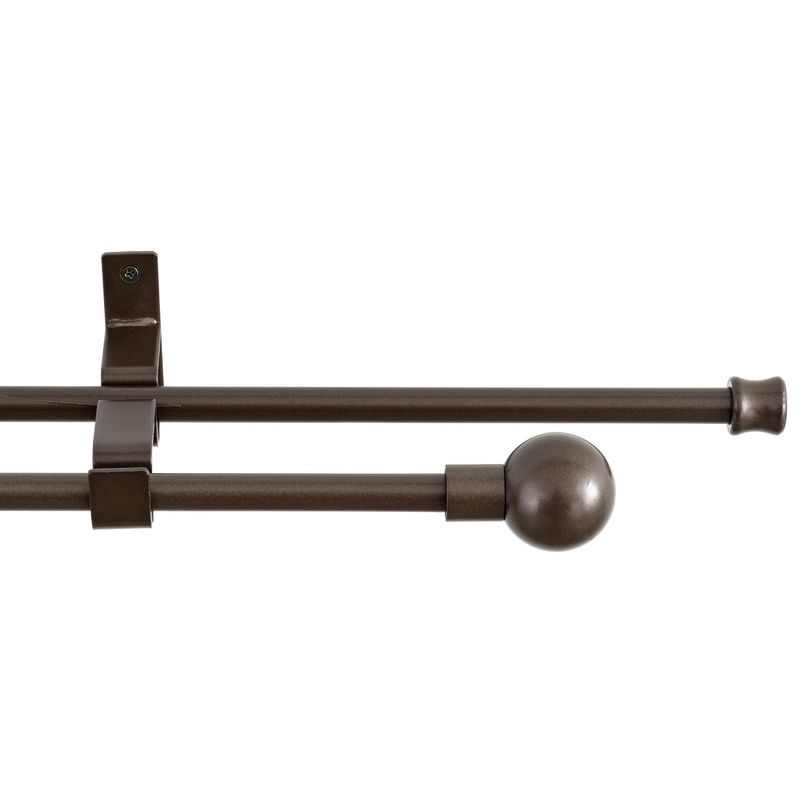 JUST HOME COLLECTION - Set de Barra Doble Muro 16/19 mm extensible 120-210 cm Bola Café
