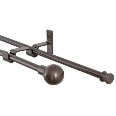 Imagen 2 del producto Set de Barra Doble Muro 16/19 mm extensible 120-210 cm Bola Café