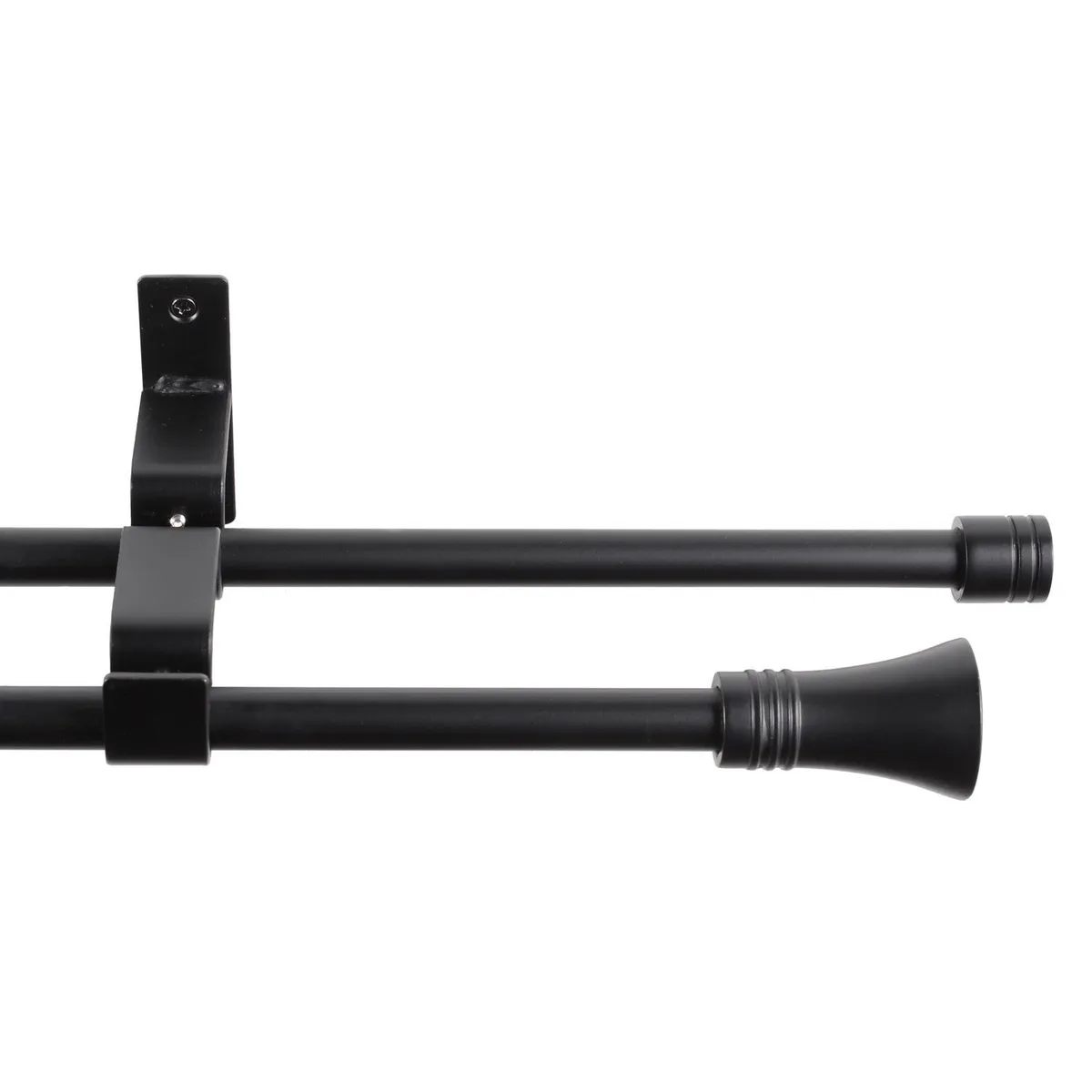 JUST HOME COLLECTION - Set de Barra Doble Muro 16/19 mm extensible 170-320 cm Cónico Negro