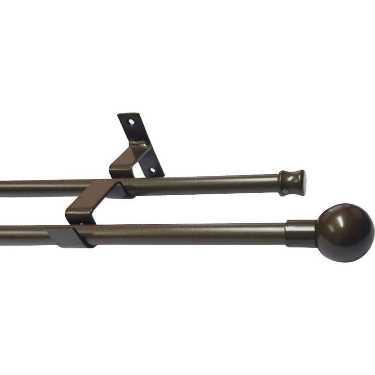 JUST HOME COLLECTION - Set de Barra Doble Techo 16/19 mm extensible 120-210 cm Bola Café