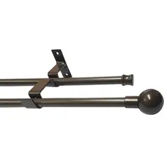 JUST HOME COLLECTION - Set de Barra Doble Techo 16/19 mm extensible 120-210 cm Bola Café