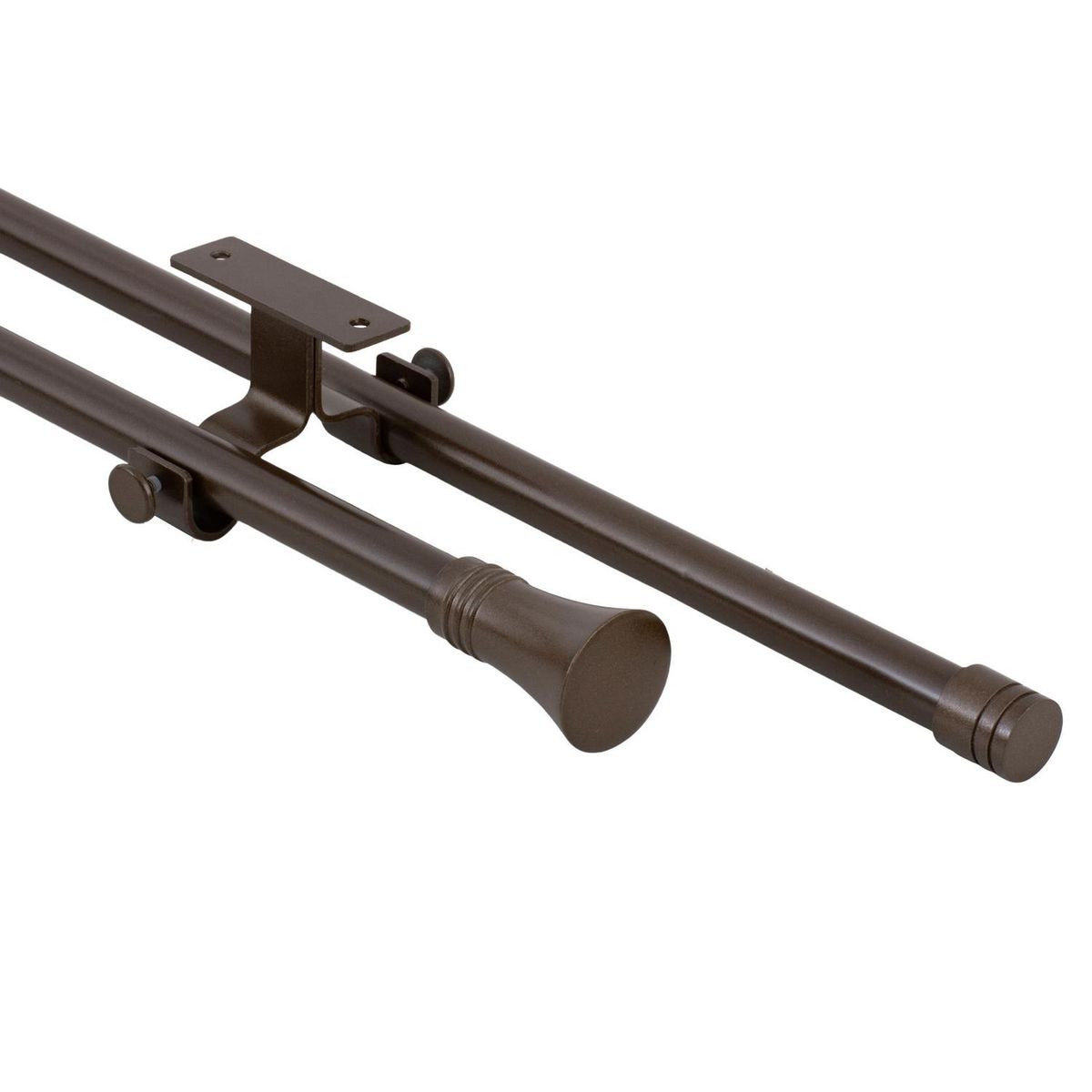 JUST HOME COLLECTION - Set de Barra Doble Techo 16/19 mm extensible 120-210 cm Cónico Café