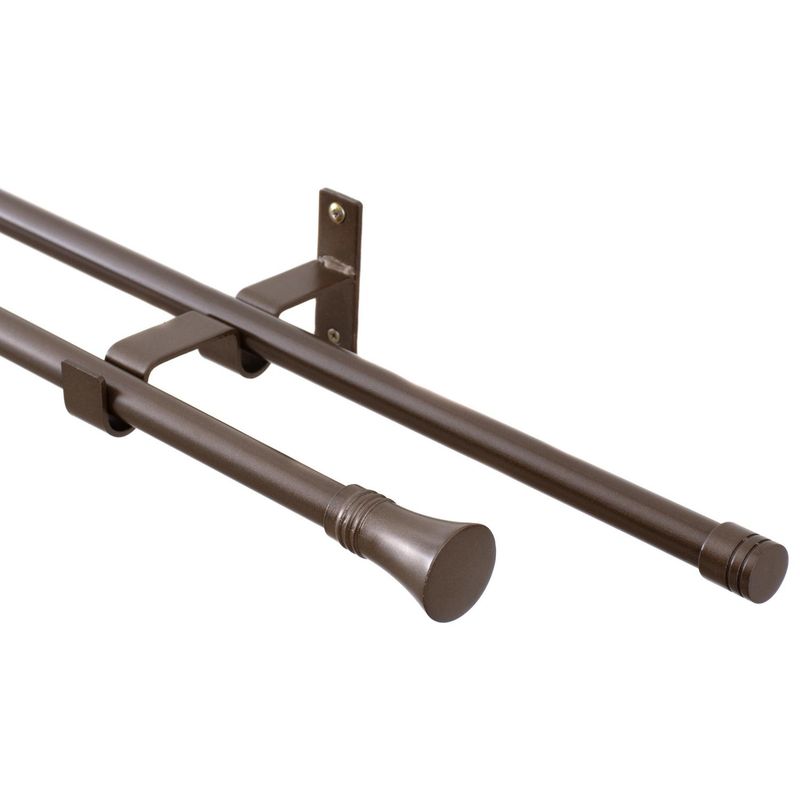 JUST HOME COLLECTION - Set de Barra Doble Muro 16/19 mm extensible 120-210 cm Cónico Café