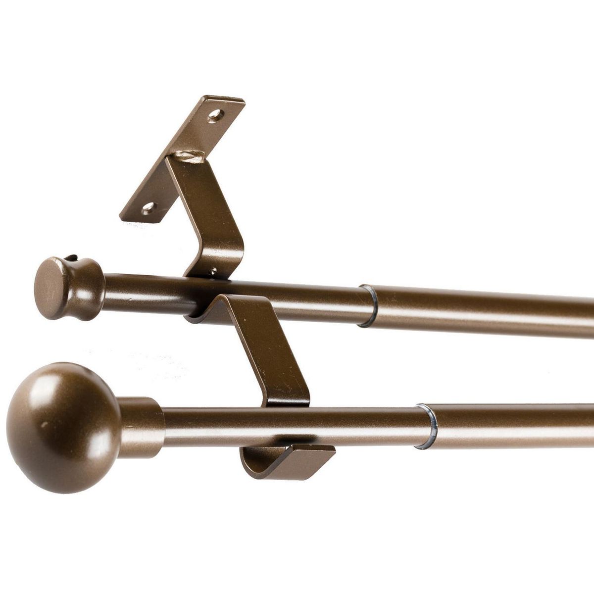 JUST HOME COLLECTION - Set de Barra Doble Muro 16/19 mm extensible 170-320 cm Bola Café