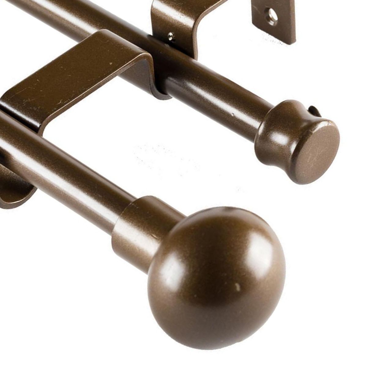 JUST HOME COLLECTION - Set de Barra Doble Muro 16/19 mm extensible 170-320 cm Bola Café