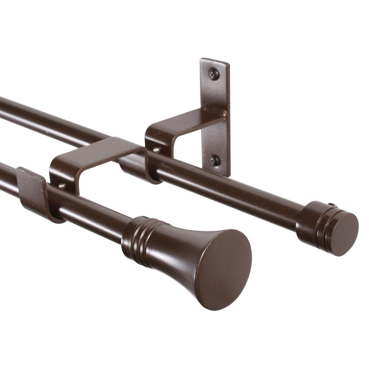 JUST HOME COLLECTION - Set de Barra Doble Muro 16/19 mm extensible 170-320 cm Cónico Café