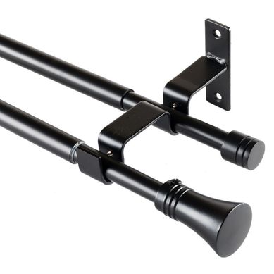 Set de Barra Doble Muro 16/19 mm extensible 120-210 cm Cnico Negro