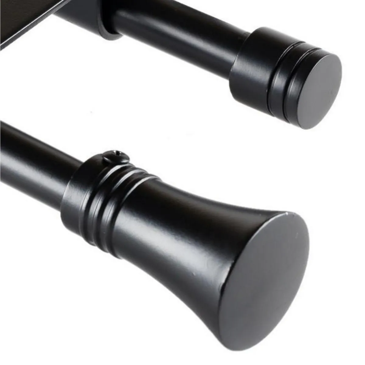 JUST HOME COLLECTION - Set de Barra Doble Muro 16/19 mm extensible 120-210 cm Cónico Negro