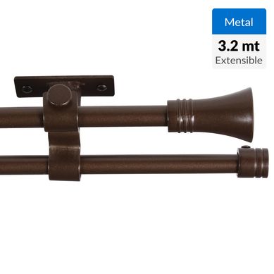 Set de Barra Doble Techo 16/19 mm extensible 170-320 cm Cnico Caf