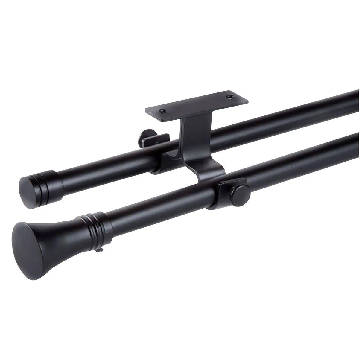 JUST HOME COLLECTION - Set de Barra Doble 6/19 mm extensible 120-210 cm Cónico Negro