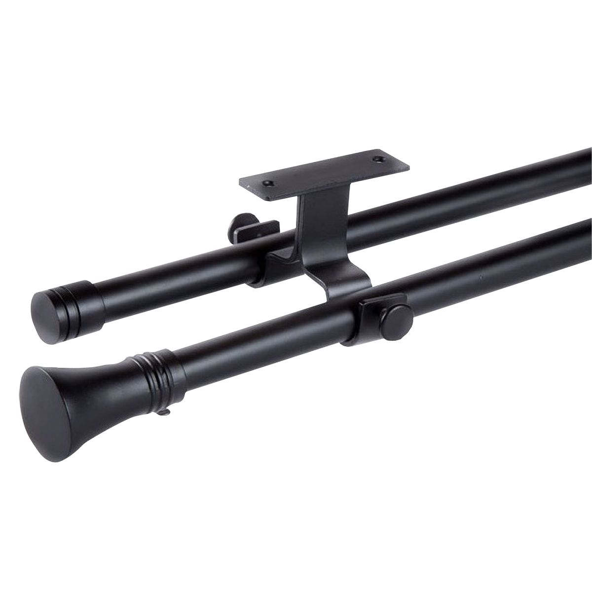 JUST HOME COLLECTION - Set de Barra Doble 6/19 mm extensible 120-210 cm Cónico Negro