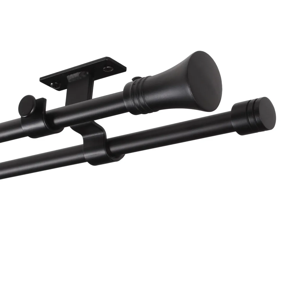 JUST HOME COLLECTION - Set de Barra Doble Techo 16/19 mm extensible 170-320 cm Cónico Negro