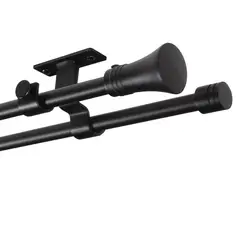 JUST HOME COLLECTION - Set de Barra Doble Techo 16/19 mm extensible 170-320 cm Cónico Negro