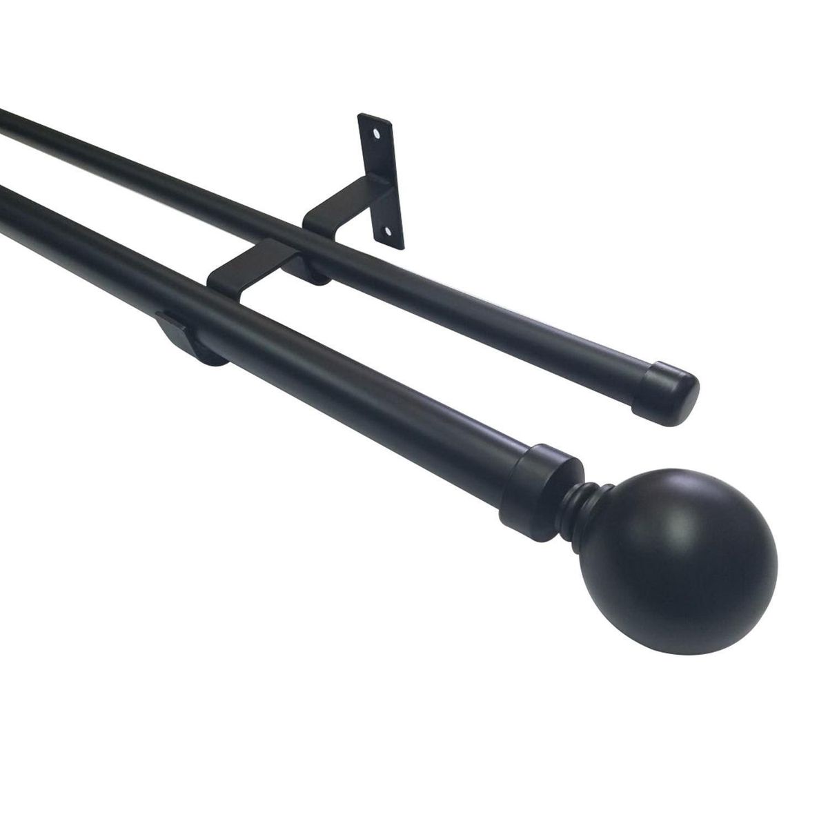 JUST HOME COLLECTION - Set de Barra Doble 19/28 mm 150 cm Bola Acero Negro