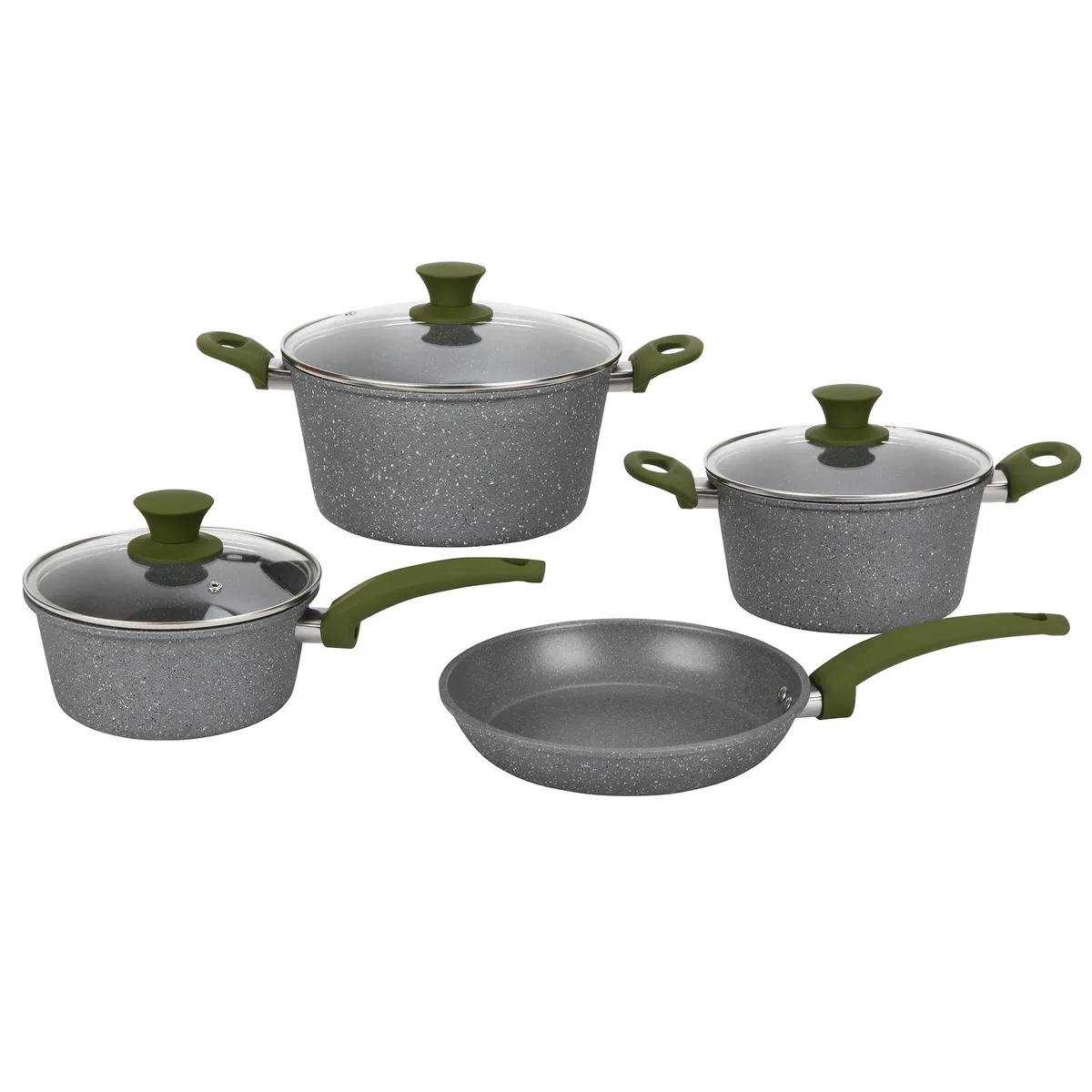 JUST HOME COLLECTION - Batería de cocina 7 Piezas Aluminio Gris