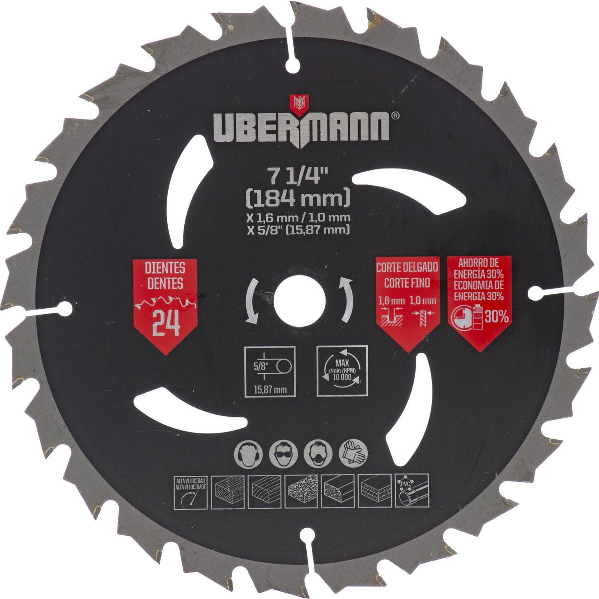 UBERMANN - Disco de sierra circular 7 1/4" 24 dientes